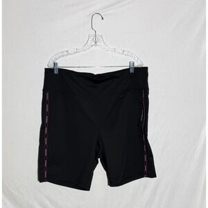 Bebe Sport Womens 3X Black Neon Fuchsia Mini Logo Biker Shorts NWT